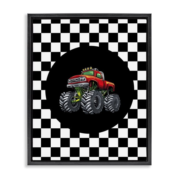 Monster Truck Dude Black Framed Floater Canvas Wall Art, design by Kim Allen