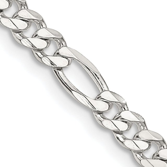 925 Sterling Silver 4.5mm Figaro Chain Necklace Pendant Charm