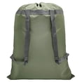 thumbnail image 1 of Mochila de lavandería extra grande, resistente y pesada con cierre de cordón, correas de hombro ajustables y lavable para colegio, dormitorio universitario, campamento o apartamento (verde militar) -, 1 of 3