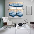 thumbnail image 5 of Abstract Waves Art Kitchen Curtains Valances and Tiers Set of 3 Gradient Blue White Sea Art Tier Curtains and Valance with Rod Pocket for Small Windows, 27.5"x24", 5 of 9
