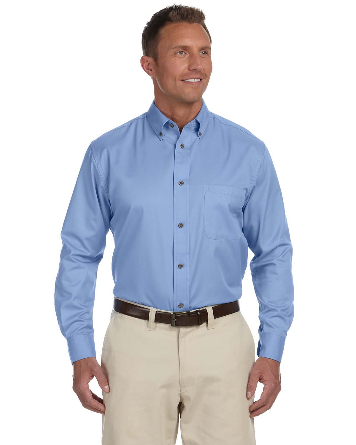 Harriton Mens Easy Blend Long-Sleeve Twill Shirt with Stain-Release 5XL WHITE