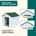 thumbnail image 4 of Casa para Perro Chico MascoAmigo para Exterior Térmica con ventilación, Resistente a la Intemperie con Techo Triangular para Lluvia, Verde, 4 of 8