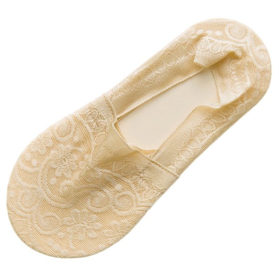 5 Pairs No Show Socks Womens Lace Thin Non Slip Socks Heel Liner Invisible Socks Breathable Low Cut Casual Socks Five Pairs Set For Flats Loafers