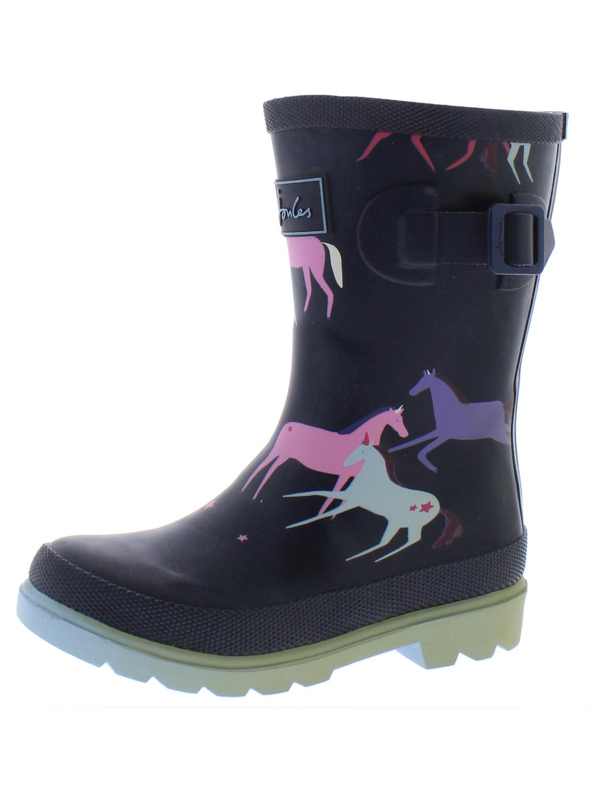 Joules JNR Roll Up Welly Rain Boot Pink Horses 13 M US Little Kid