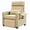 Brown + khaki, variant on 1 PCS Outdoor Recliner Chair, Patio Lounge Chair with Adjustable Backrest & Footrest, 145° Reclining Chair, Flip-Up Side Table and Removable Khaki Cushion for Poolside, Deck, Balcony, Garden