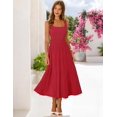 thumbnail image 2 of Merokeety Womens Summer Dresses Pleated Square Neck Cocktail Work Midi Dress Red xl, 2 of 6