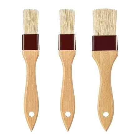 

3Pcs Oil Brush for Cooking Basting Brush-Pastry Brush Bristles BBQ Brushes for Grill Beech Wooden Handle Food Brush