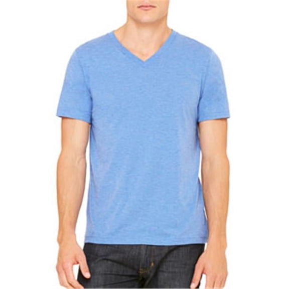 Canvas C3415 Unisex Triblend Short-Sleeve V-Neck Tee - Blue TriBlend - Small