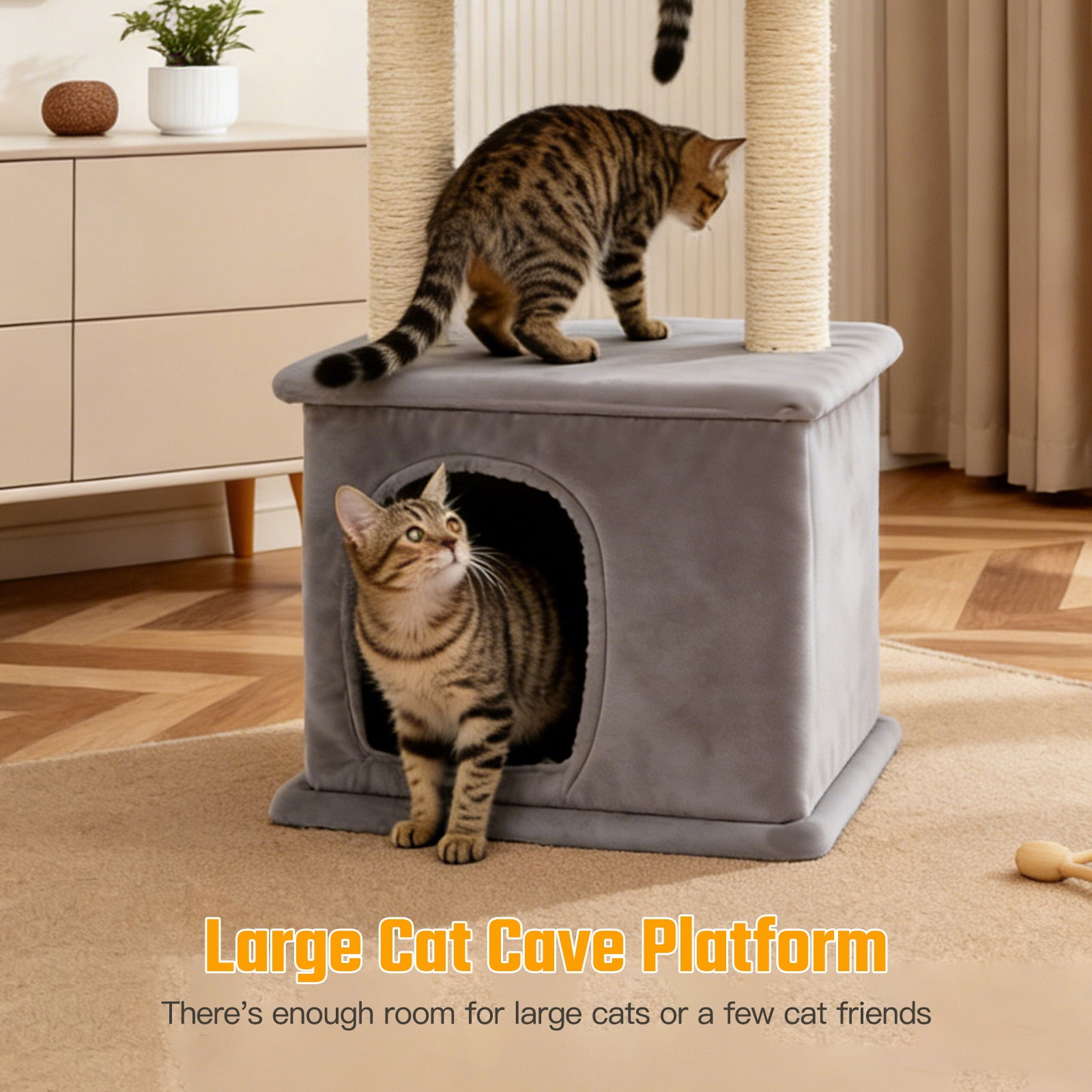 Cat Tree with Condo and Sisal Post, Multi-Level Cat Tower with Top Perchs, Cratching Post for Indoor Cats, Gray