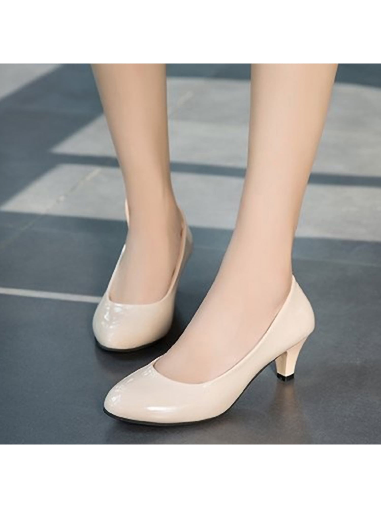 Court Shoes Pointed Ladies Kitten Heel Casual Work Dress Office Womens Size  New | eBay