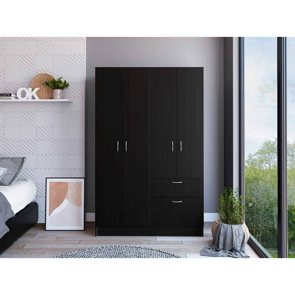 CoSoTower 1-Drawer Rectangle Armoire Black Wengue And White