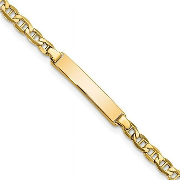 Primal Gold 14 Karat Yellow Gold Semi-Solid Anchor Link ID Bracelet