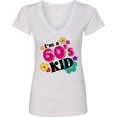 thumbnail image 3 of Inktastic I'm a 60's Kid 1960's Style Colorful Flowers Women's V-Neck T-Shirt, 3 of 5