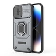 thumbnail image 2 of Compatible with iPhone 16 Pro Stand Case with Slide Camera Cover Military Grade Heavy Duty Rugged Anti-fall Shockproof Protection Built-in Ring Kickstand Hard Back Case Cover,Gray, 2 of 7
