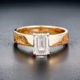 thumbnail image 2 of Sterling silver emerald cut cubic zirconia & hidden halo set gemstone ring, 2 of 6