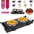 thumbnail image 6 of Spalivivre Hot Plate, 2000W Portable Electric Double Burner W/5 Level Temperature Control & Stay Cool Handles, Easy to Clean, Lightweight Cast Iron Electric Stove for Kitchen Camping Cooking, 110V, 6 of 14