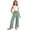 Mint Green, variant on Teen Girls Wide Leg Pants Uniform Dress Pants Cotton Linen Casual Pants For Kids With Stretchy Waistband Pants With Pockets Mint Green 14-15 Years