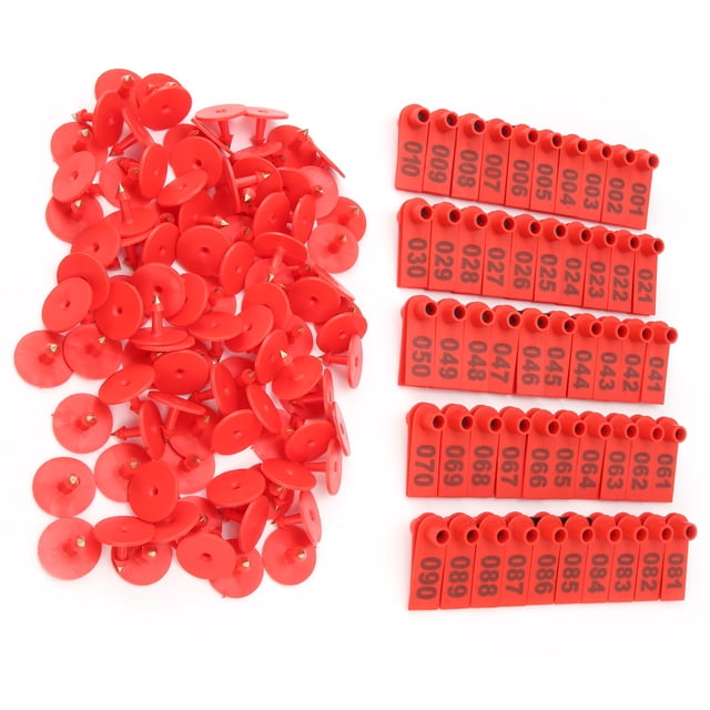 Farm Animal Ear Tag, Not Easy To Fall Off Not Affect Animals' Health Goat Ear Tag Small In Shape Numbers Are Clear For Factory For Life For Farm For Daily Red