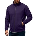 thumbnail image 2 of Full Zip Fleece Jackets for Men, Stand Neck Long Sleeve Sweatshirt Jackets, Loose No Hood Fall Outerwear with Pockets, 2 of 7