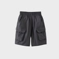 thumbnail image 4 of Kids Cargo Shorts with Elastic Waist for Boys, Lightweight Durable Polyester Play & Outdoor Shorts, Kids to Big Kids 2-14 Years, Charcoal Gray,Size 9-10 T, 4 of 9