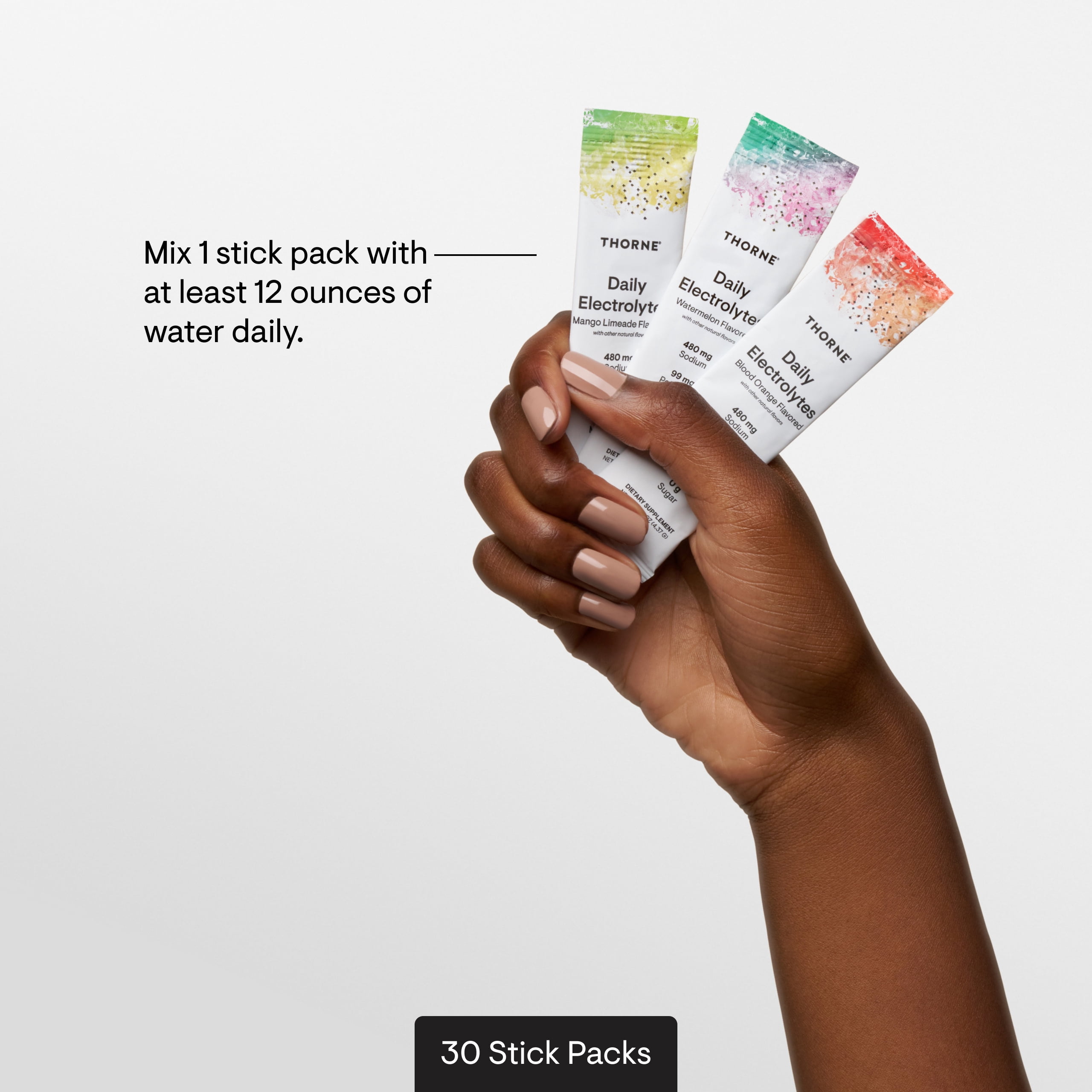 THORNE - Daily Electrolytes - Zero Sugar & Low-Calorie Electrolyte Drink Mix - Naturally Flavored & Sweetened - NSF Certified for Sport - Variety - 30 Stick Packs