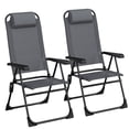 thumbnail image 3 of TLSUNNY 2 Pcs Outdoor Patio Folding Chairs, W/ Adjustable Back, Armrest,Headrest, Foot Pad, Portable Lounge Chair for Pool, Yard, Lawn, 300LBS, 3 of 11