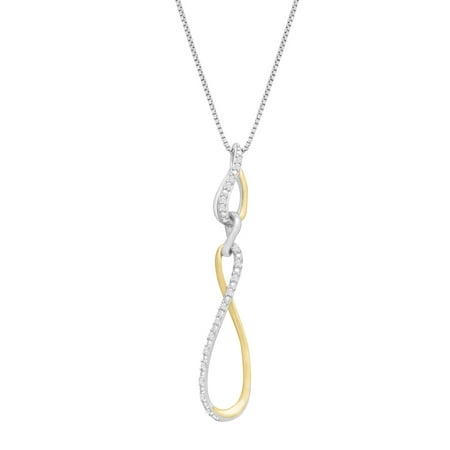 Duet 1/8 ct Diamond Infinity Pendant Necklace in Sterling Silver & 14kt Gold