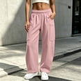 thumbnail image 2 of Women's cargo sweatpants elastic waist Womens Winter Casual Fashion Solid Color Multi Pocket Drawstring Elastic Waist Sweatpants Comfy Sweatpants for Women Gifts for Her, 2 of 7