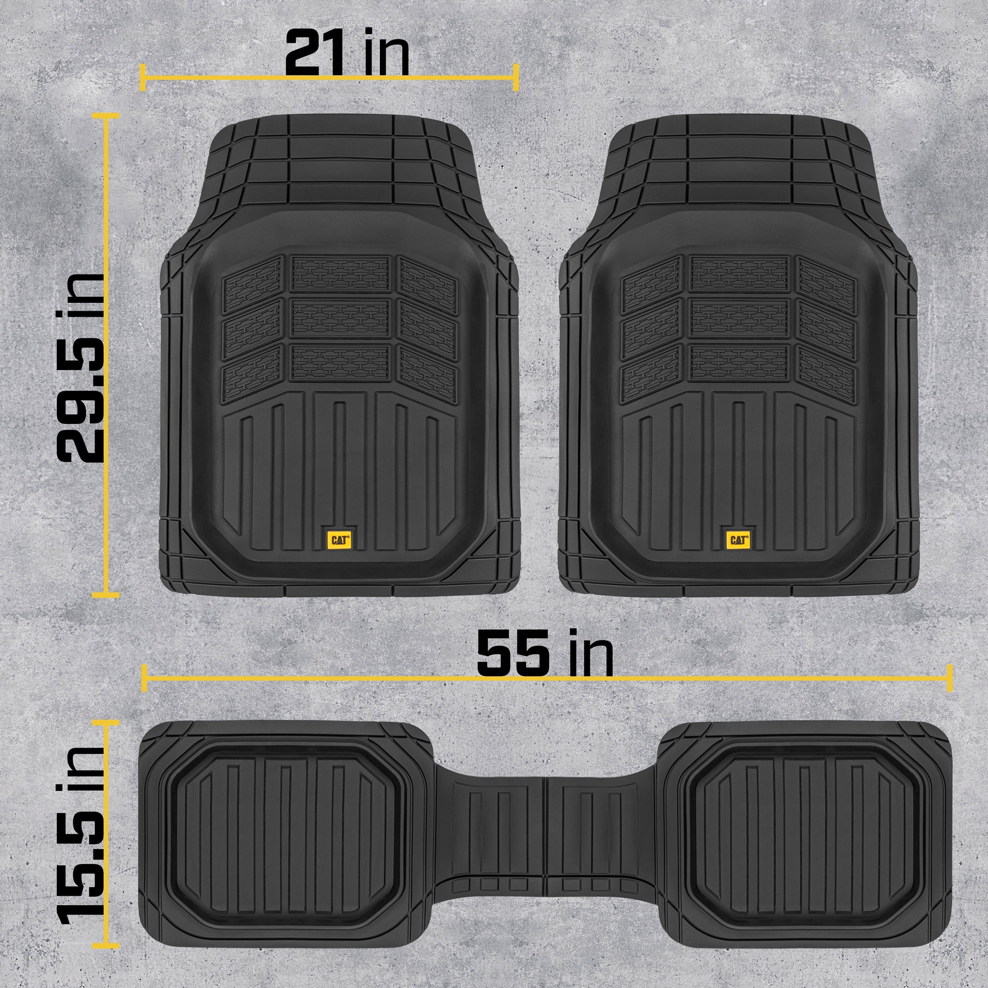 Trim to Fit for Car Truck SUV & Van All Weather Total Protection Durable Liners Heavy Duty Odorless 02-Beige CAMT-9013-BG 3-Piece Deep Dish Rubber Truck Floor Mats Caterpillar CAT CAMT-9013 