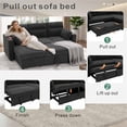 thumbnail image 3 of Muumblus 82" Convertible Sectional Sofa Bed with Cup Holders, Storage Chaise, L-Shaped Sofa Sleeper Couch Bed for Living Room, Gray Polyester, 3 of 6