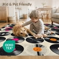 thumbnail image 4 of ODIKA 4'x6' Washable Area Rug Vinyl Record Retro Soundwave Design With Repeating Music Note Grid for Home Office, Under Desk, Non-Slip Chair-Friendly, Flatwoven, 4 of 7