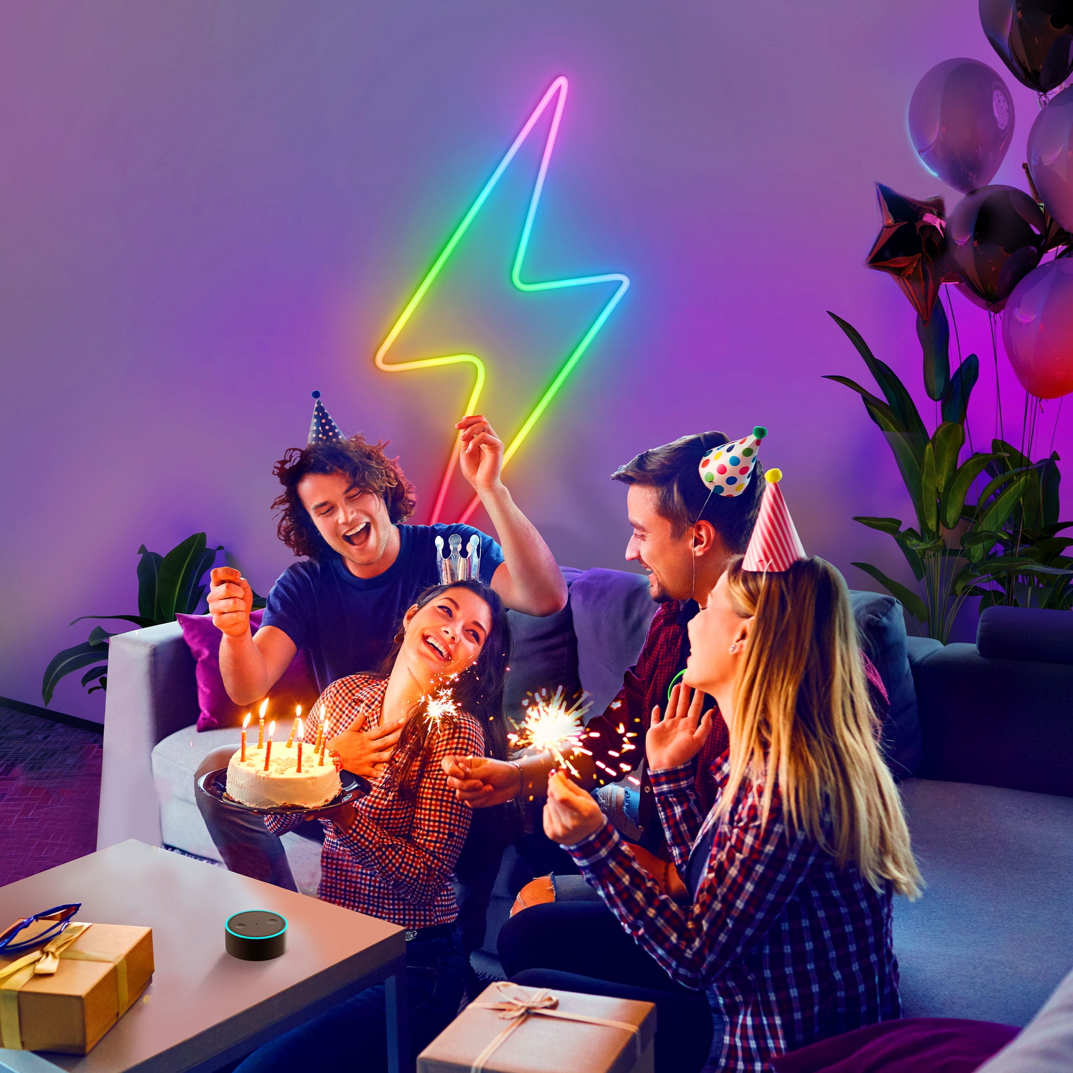 Govee 6.5ft Wi-Fi RGBIC White and Multiple Color Neon Rope Light