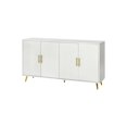 thumbnail image 4 of Gzxs Accent Cabinet with 4 Doors, Modern Sideboard Buffet Storage Cabinet w/ Golden Metal Legs and Handles, for Living Room, Kitchen, Office, and Hallway, Antique White, 4 of 9