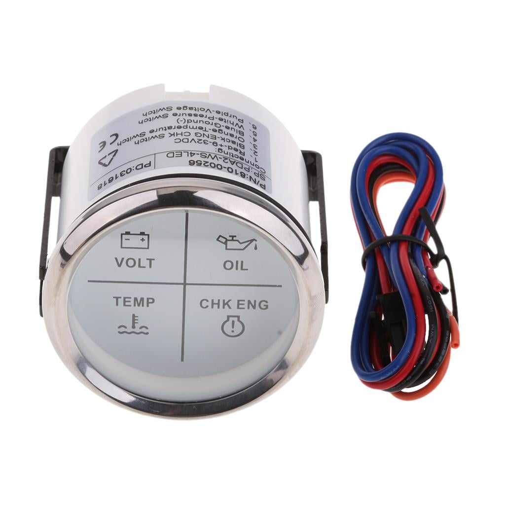 52mm 2" 4 LED Alarm Gauge Voltage Oil Temp Meter White Face 800-00256 52mm 2" 4 LED Alarm Gauge Voltage Oil Temp Meter White Face 800-00256