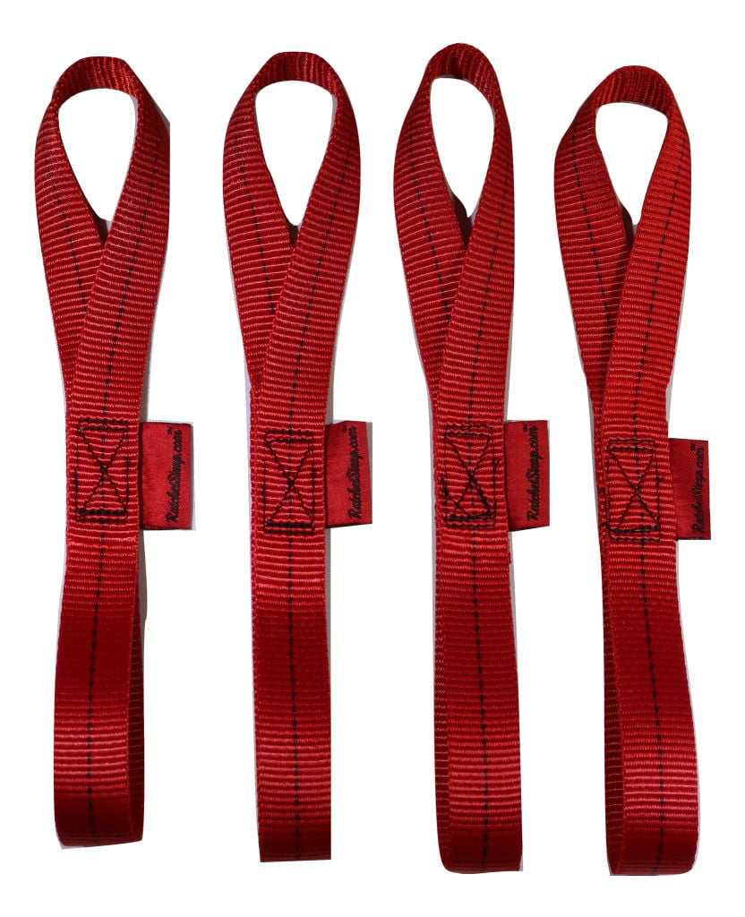 Qty4 1" x 11" Soft Loop Tie Down Straps for Motorcycle Towing Cargo ATV UTV 