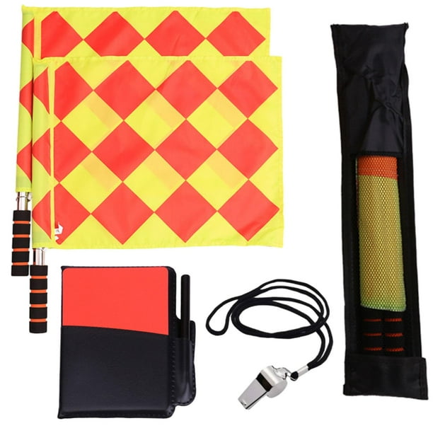 Juego de accesorios para árbitro de fútbol Cola Incluye silbato 2 banderas 2 tarjetas