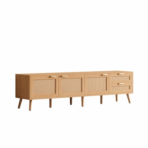 Xukmct Media Console for TVs up to 80 inch, Entertainment Center with 2 Drawers and 3 Doors, TV Stand for Living Room