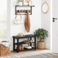 thumbnail image 2 of Shoe Rack Bench, 3-Tier Bamboo Shoe Organizer Storage Shelf, Holds 264 lb, Black ULBS04H, 2 of 8