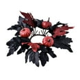 thumbnail image 2 of Halloween Candle Rings Wreaths for Pillar Candles with Artificial Maple Leaves Pumpkin and Flowers,Fall Thanksgiving Table Centerpiece Decor for Home Dining Party Mantel Halloween Decorations, 2 of 8