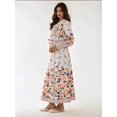 thumbnail image 5 of Printed Long Sleeve Maxi Dress with Belt, 5 of 6