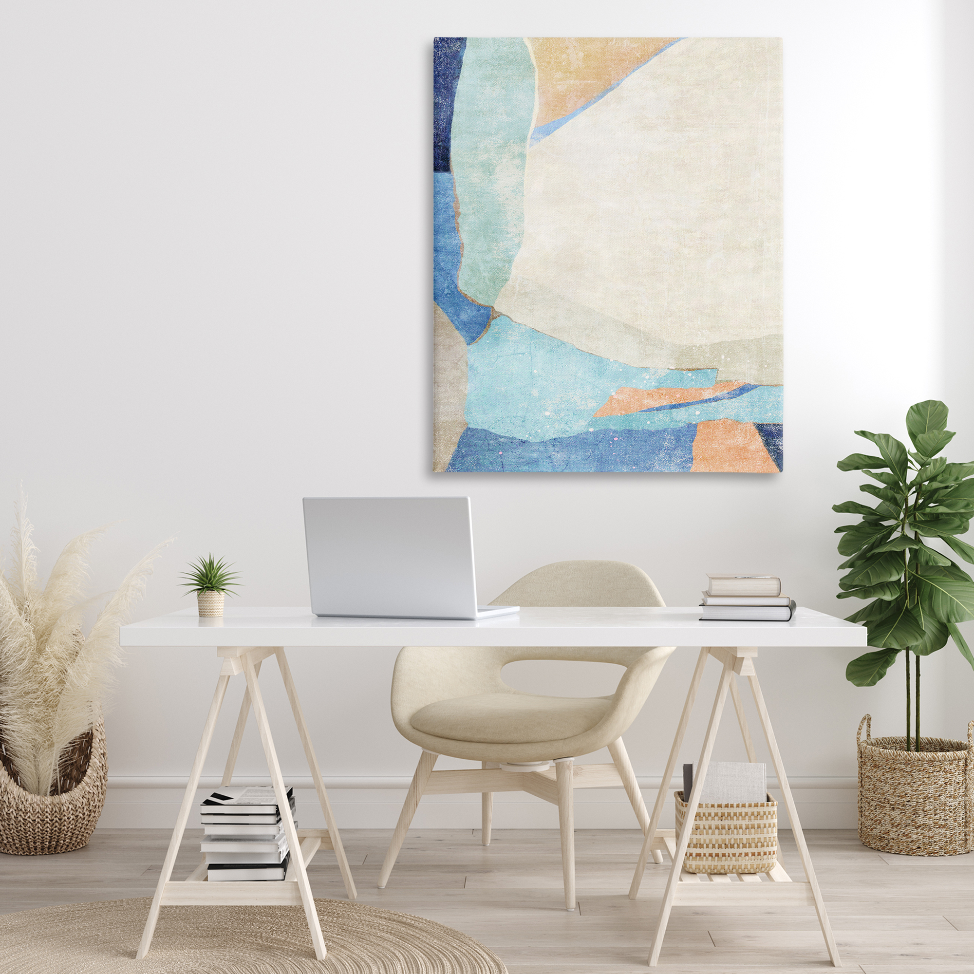 Stupell Industries Geometric Rustic Shapes Abstract Painting Gallery Wrapped Canvas Art Print Wall Art, 36 x 48