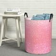 thumbnail image 6 of Rateoe Sparkly Pink Glitter Pattern Round Laundry Hamper Basket, Tall Hamper Basket for Blanket Storage, Nursery Clothes Hamper for Laundry in Bedroom and College Dorm-Small, 6 of 6