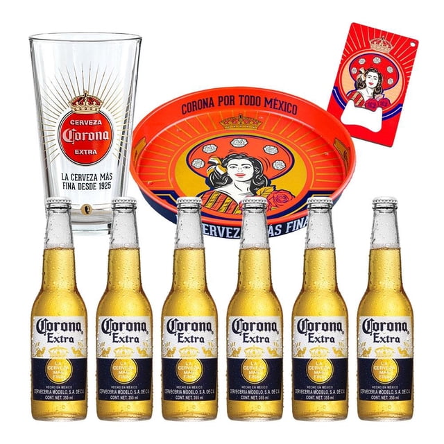 Cerveza Corona Capítulo II 6 botellas de 355 ml c/u + 1 Vaso + 1 Destapador + 1 Charola