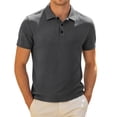 thumbnail image 5 of XINXIAOO Mens Classic Fit Polo Shirt Short Sleeve Casual Breathable Comfortable Dark Gray Shirt for Daily Wear, Size S-7XL, 5 of 5