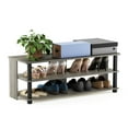 thumbnail image 5 of Furinno Turn-N-Tube 3-Tier Compact Open Storage Shoe Rack for Closet Entryway, French Oak/Black, 5 of 6