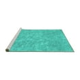 thumbnail image 2 of Ahgly Company Machine Washable Indoor Square Abstract Turquoise Blue Contemporary Area Rugs, 3' Square, 2 of 4