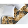 thumbnail image 2 of Floral Boho Bed Runner, Golden Tone Blooming Flowers and Neutral Leaves on Dark Jungle Back, Decorative Accent Bedding Scarf for Hotels Homes & Guest Rooms, Queen, Dark Yellow Sea Blue, by Ambesonne, 2 of 3