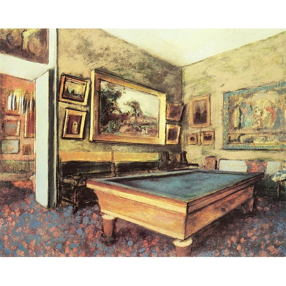 "Billiard Room at Menil-Hubert, Degas - CANVAS OR WALL ART PRINT"