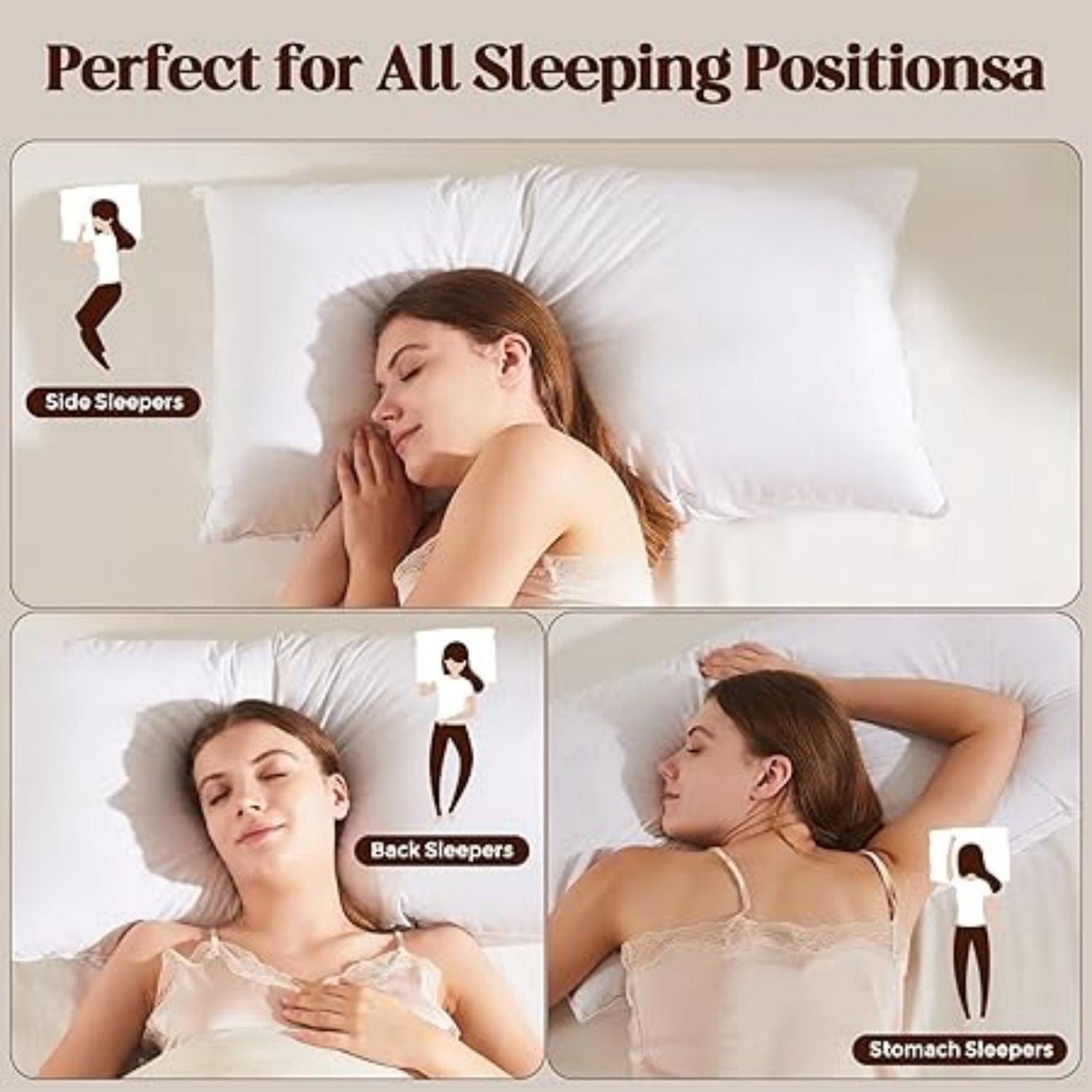 Goose Down Feather Pillows, Soft Bed Pillows Queen Size Set of 2, 100% Soft Cotton Shell, Hotel Pillows for Back, Stomach or Side Sleepers