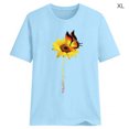 thumbnail image 2 of Blouse Été Manches Courtes T-shirt Court Femmes Manches Rondes Blouse Imprimé Tournesol Col Rond Top, Bleu Clair, XL, 2 of 5